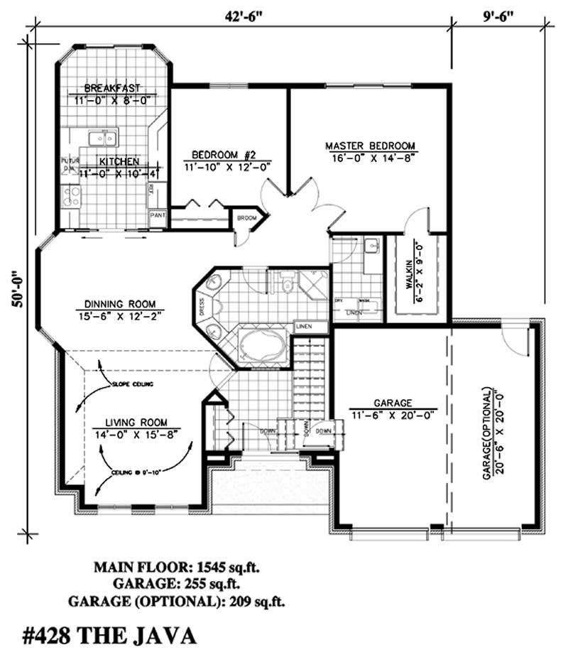 Floor Plan First Story of Bungalow Plan #158-1227