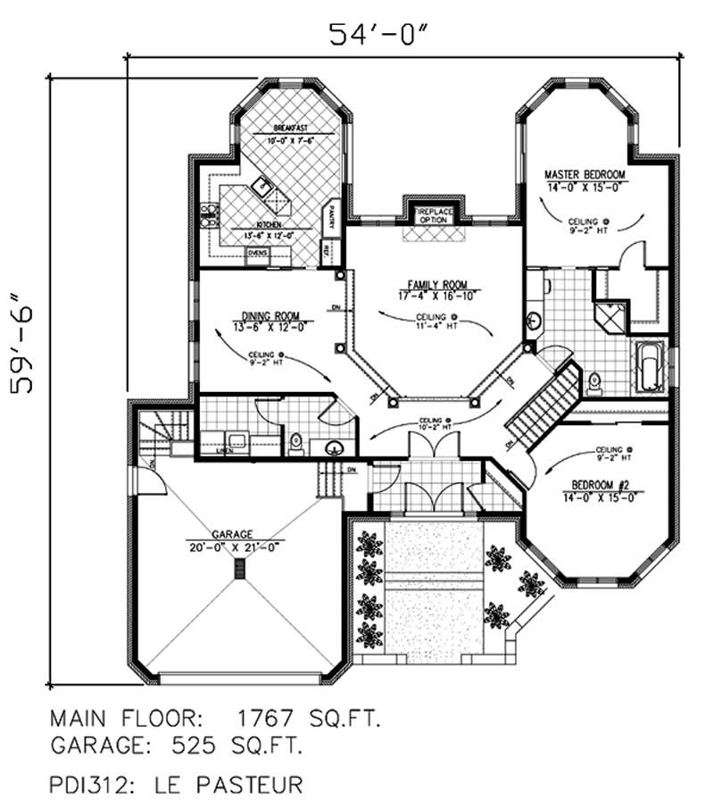 Floor Plan First Story of Bungalow Plan #158-1228