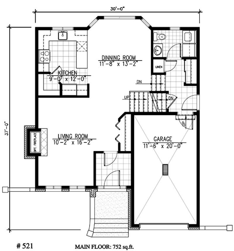 Floor Plan First Story of European Plan #158-1232