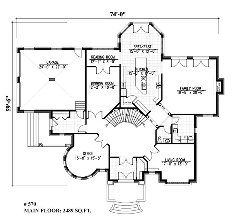 Floor Plan First Story of European Plan #158-1233