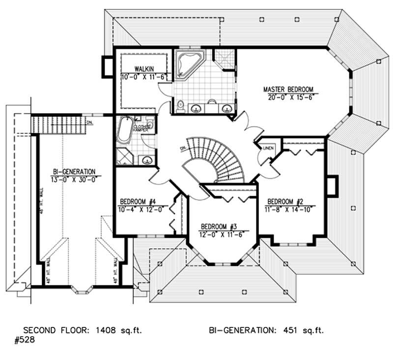 Floor Plan Second Story of Luxury Plan #158-1235