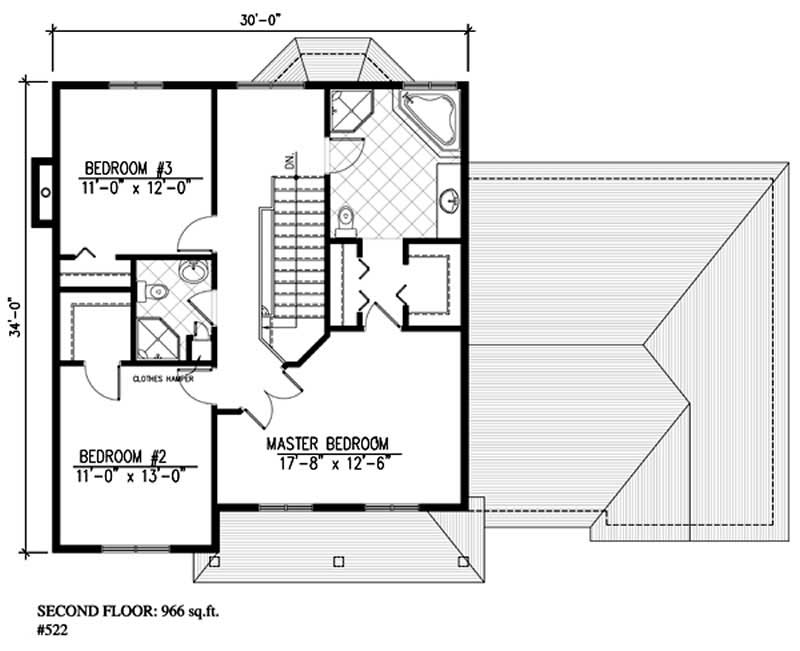 Floor Plan Second Story of Country Plan #158-1237