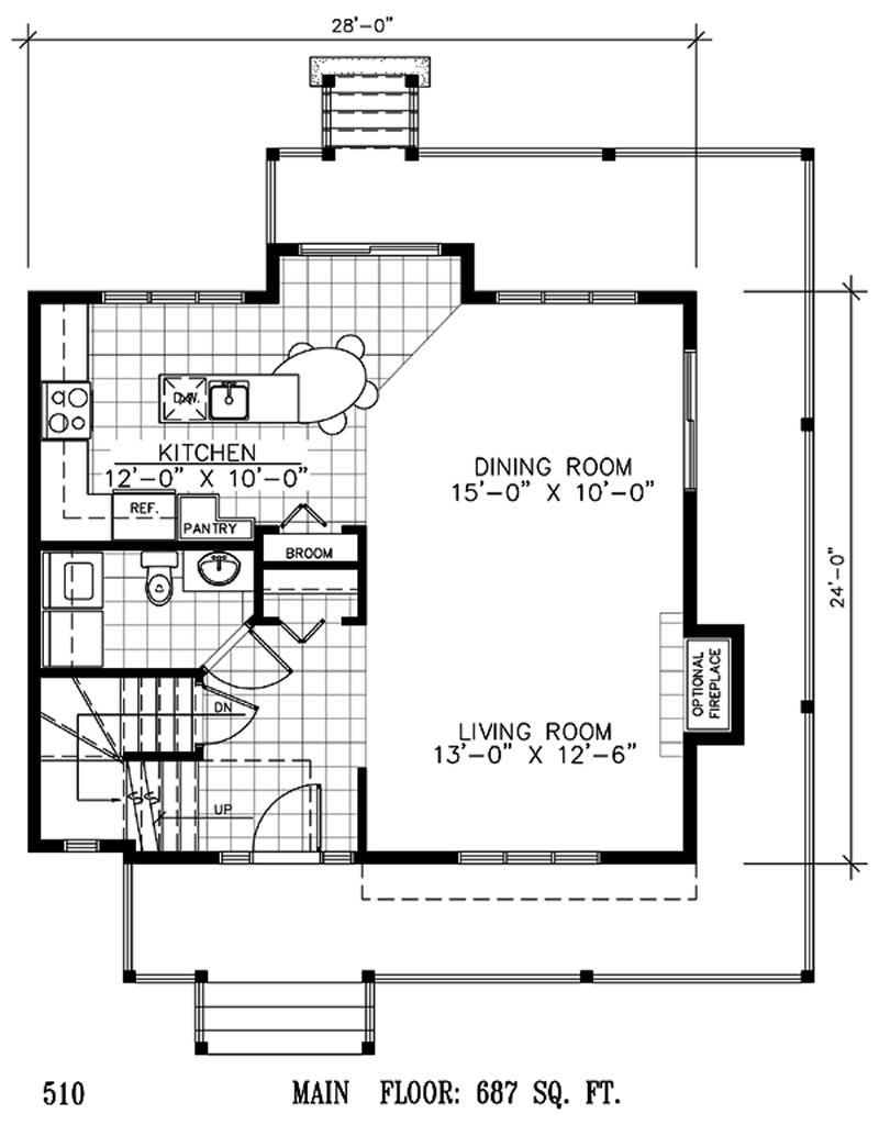 Floor Plan First Story of Country Plan #158-1238