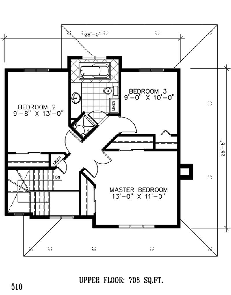 Floor Plan Second Story of Country Plan #158-1238
