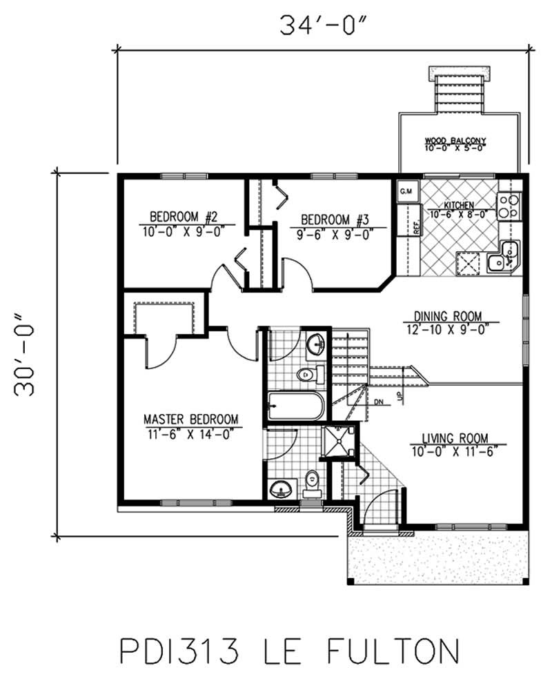 Floor Plan First Story of Ranch Plan #158-1239