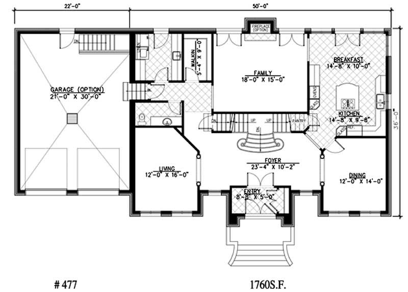 Floor Plan First Story of European Plan #158-1241