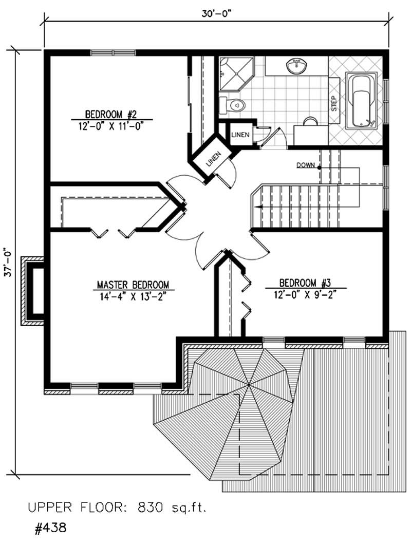 Floor Plan Second Story of Contemporary Plan #158-1244