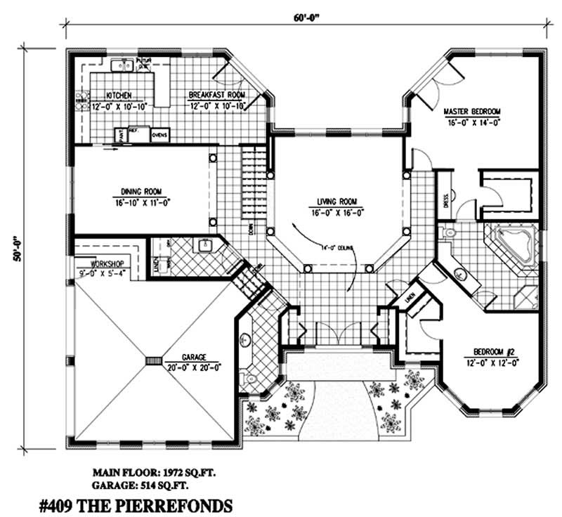 Floor Plan First Story of Ranch Plan #158-1248