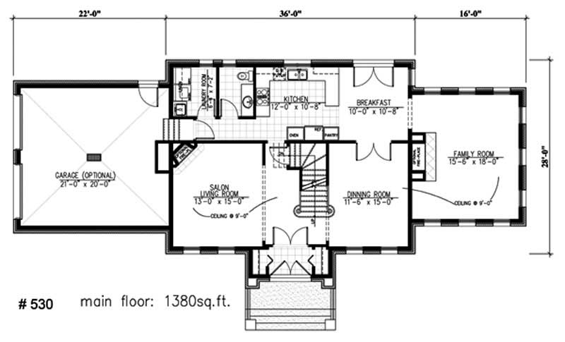 Floor Plan First Story of European Plan #158-1250