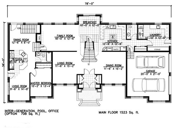 Floor Plan First Story of Contemporary Plan #158-1251