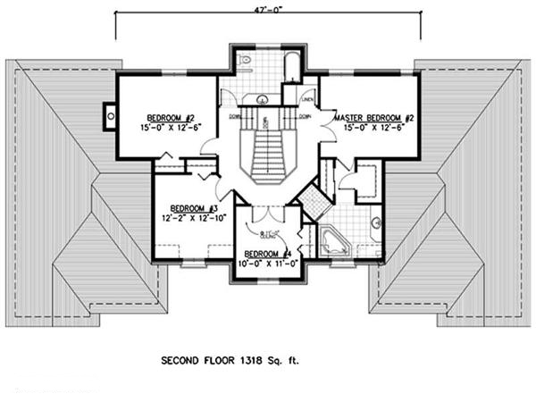 Floor Plan Second Story of Contemporary Plan #158-1251
