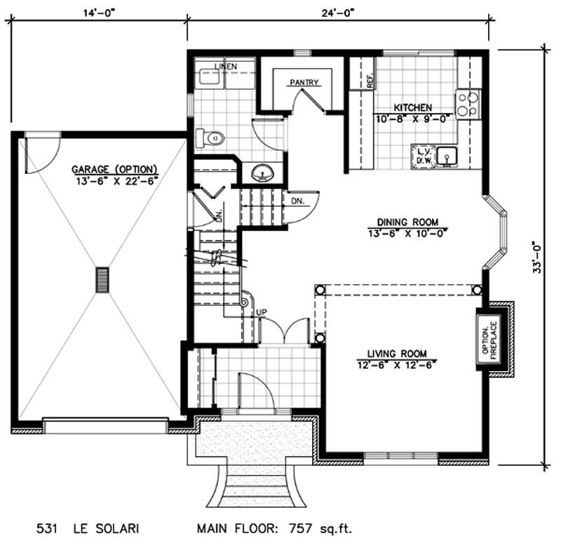 Floor Plan First Story of European Plan #158-1253