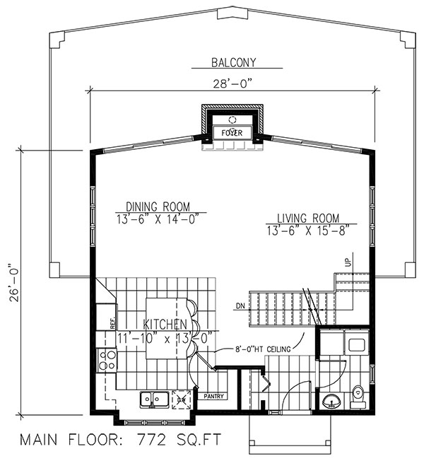 Floor Plan First Story of Vacation Homes Plan #158-1255