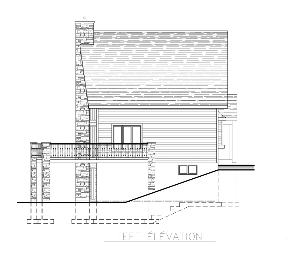 Home Plan Left Elevation of this 3-Bedroom,1094 Sq Ft Plan -158-1255