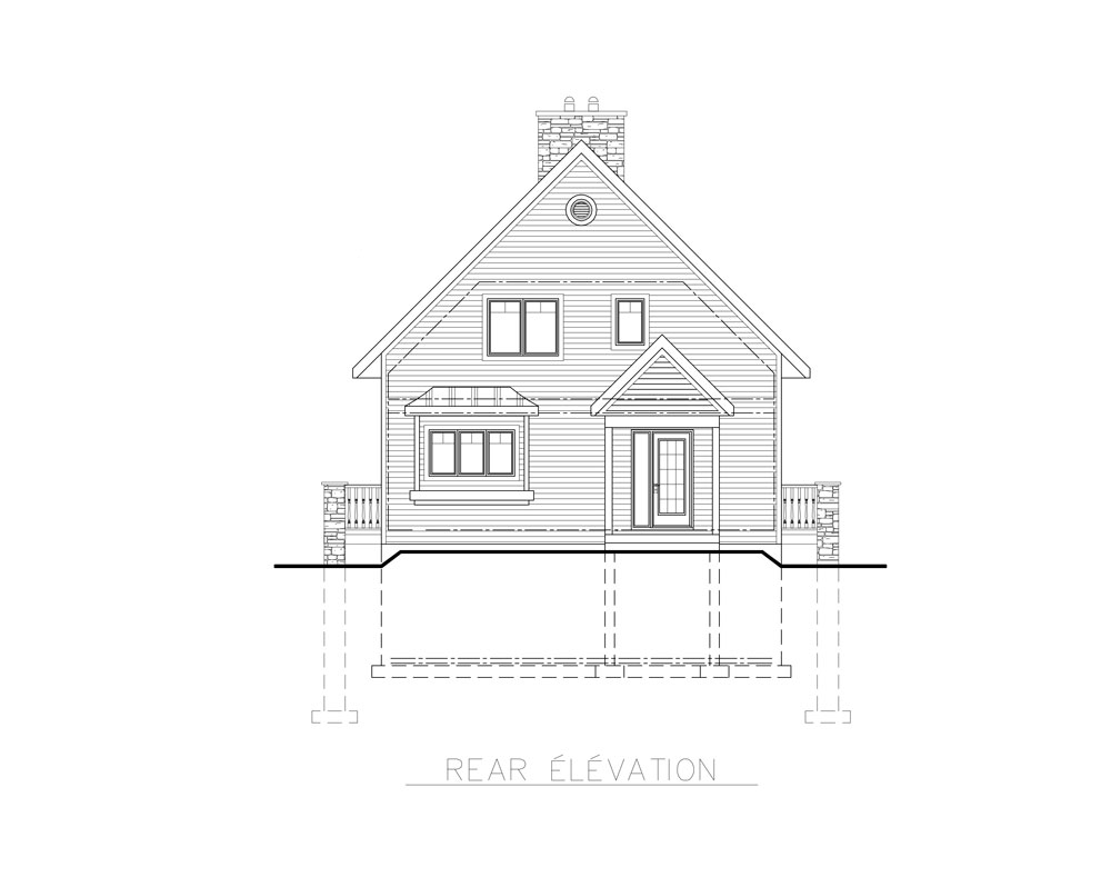 Home Plan Rear Elevation of this 3-Bedroom,1094 Sq Ft Plan -158-1255