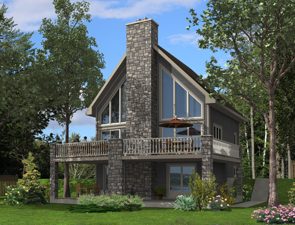 Front elevation of Vacation Homes home (ThePlanCollection: House Plan #158-1255)