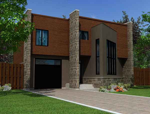 Front elevation of Contemporary home (ThePlanCollection: House Plan #158-1256)