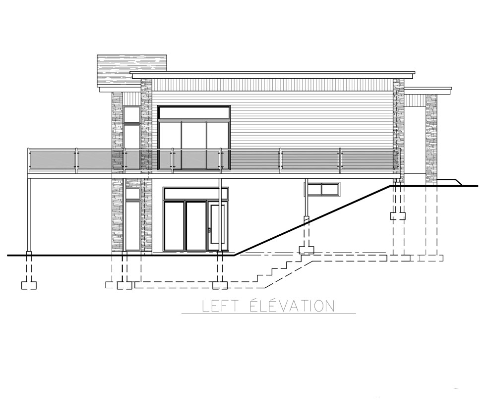 Home Plan Left Elevation of this 4-Bedroom,1744 Sq Ft Plan -158-1257