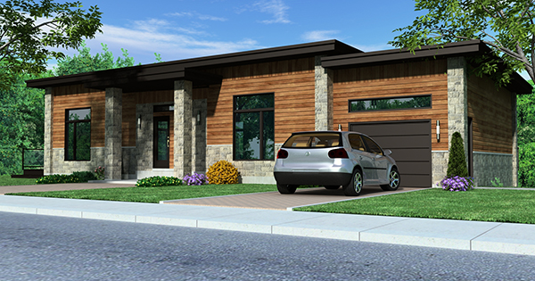 Front elevation of Contemporary home (ThePlanCollection: House Plan #158-1257)