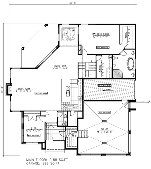 Floor Plan First Story of Modern Plan #158-1258