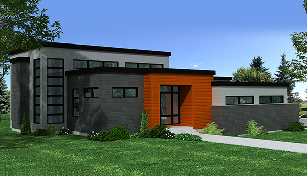 Front elevation of Contemporary home (ThePlanCollection: House Plan #158-1258)