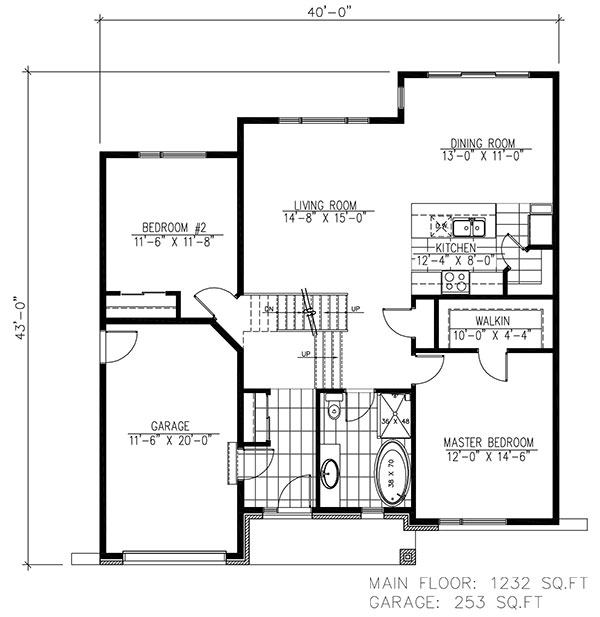 Floor Plan First Story of Bungalow Plan #158-1259