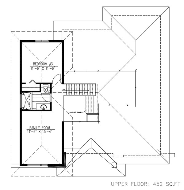 Floor Plan Second Story of Bungalow Plan #158-1259