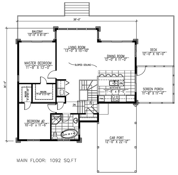 Floor Plan First Story of Modern Plan #158-1260