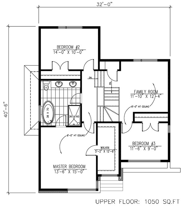 Floor Plan Second Story of Contemporary Plan #158-1261