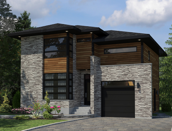 Front elevation of Contemporary home (ThePlanCollection: House Plan #158-1261)