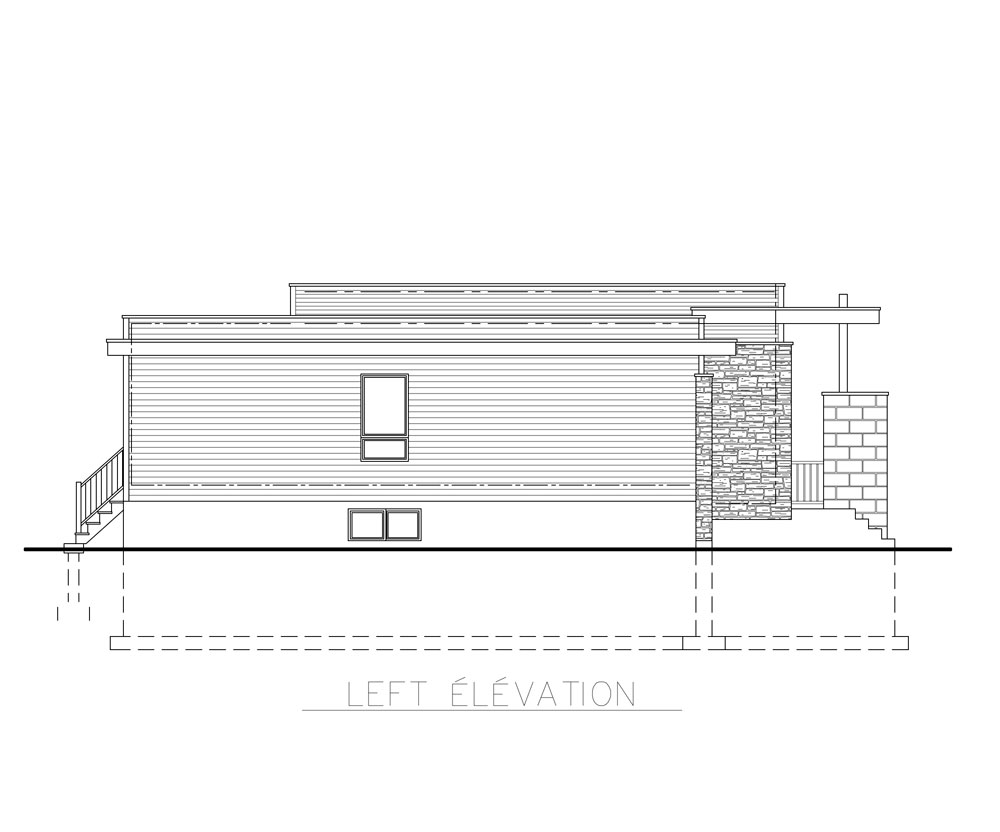 Home Plan Left Elevation of this 3-Bedroom,1268 Sq Ft Plan -158-1263