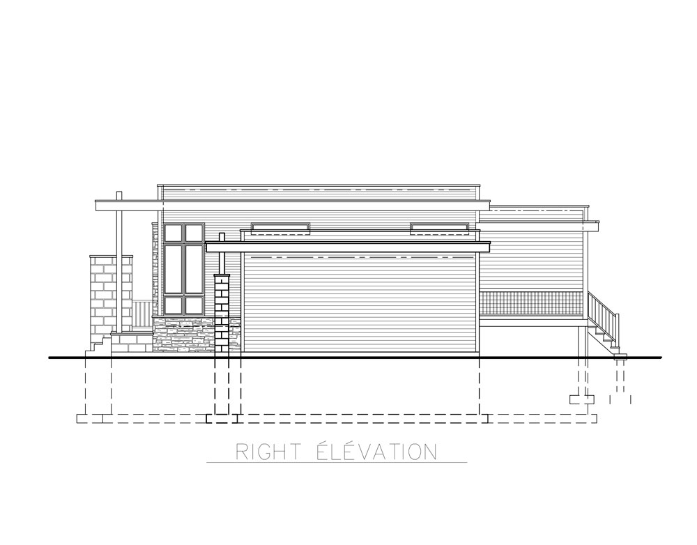 Home Plan Right Elevation of this 3-Bedroom,1268 Sq Ft Plan -158-1263