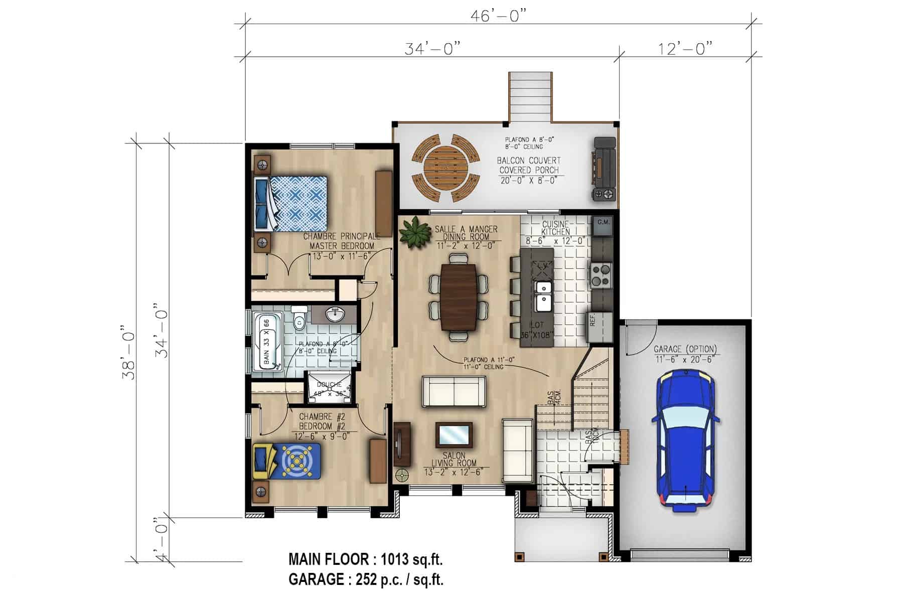 Main Level of Contemporary Plan #158-1264