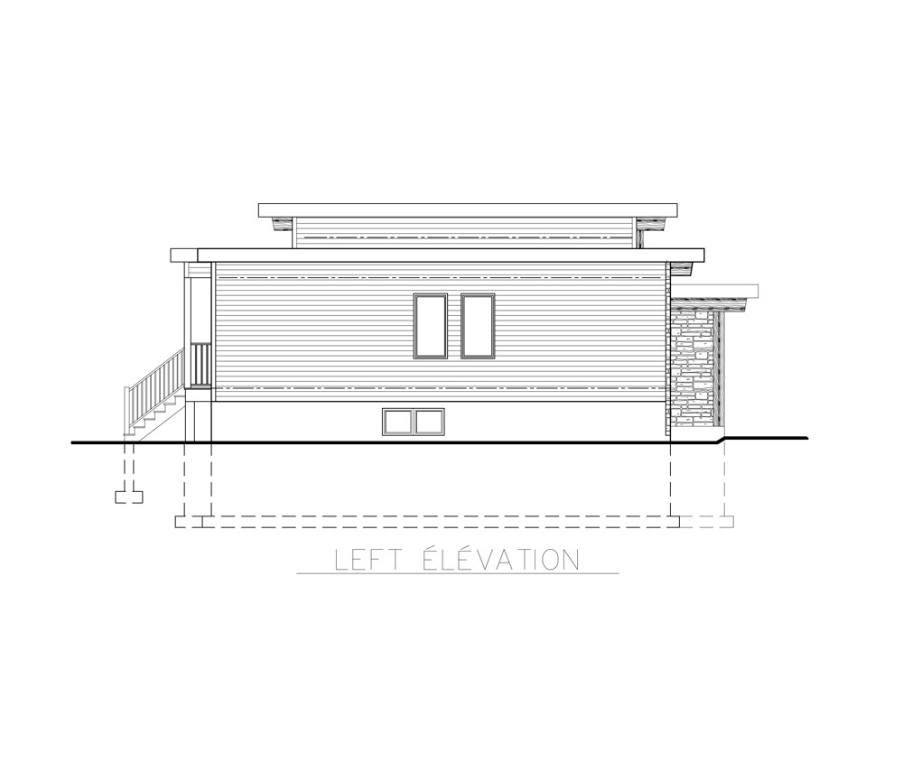 Home Plan Left Elevation of this 2-Bedroom,1013 Sq Ft Plan -158-1264