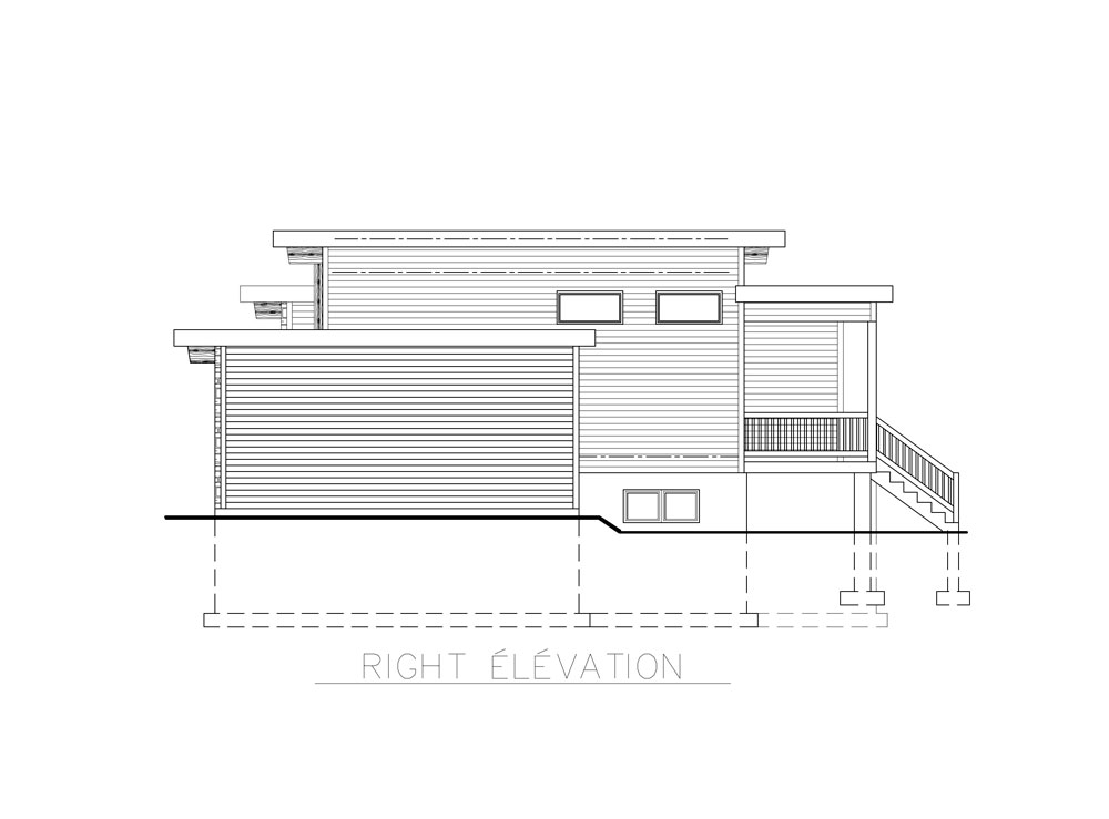 Home Plan Right Elevation of this 2-Bedroom,1013 Sq Ft Plan -158-1264