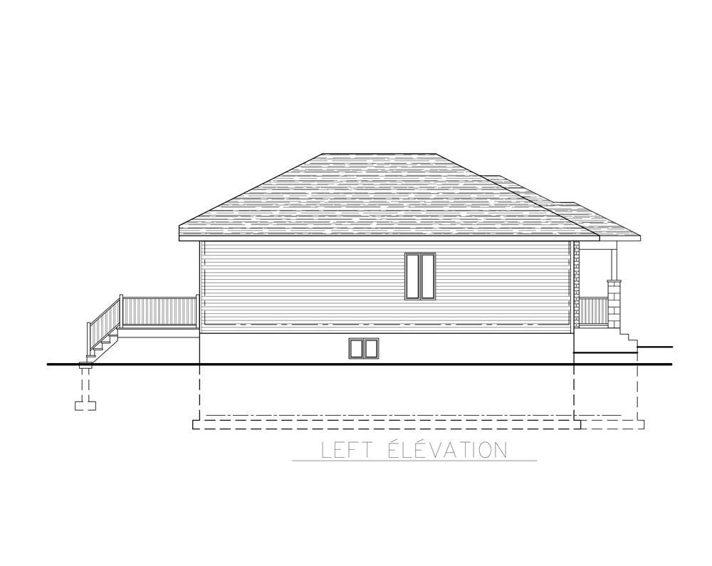 Home Plan Left Elevation of this 2-Bedroom,953 Sq Ft Plan -158-1267