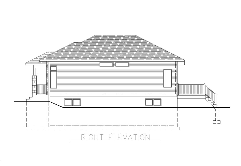 Home Plan Right Elevation of this 2-Bedroom,953 Sq Ft Plan -158-1267