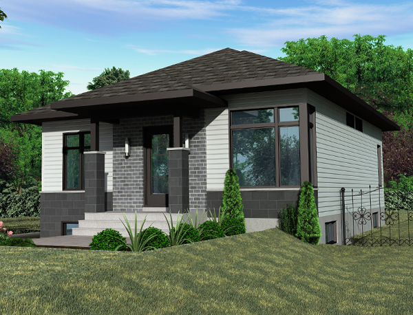 Front elevation of Contemporary home (ThePlanCollection: House Plan #158-1267)