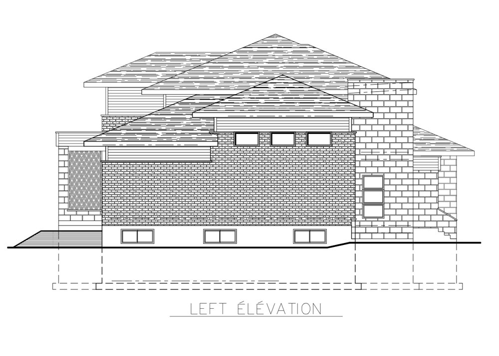 Home Plan Left Elevation of this 3-Bedroom,2599 Sq Ft Plan -158-1268