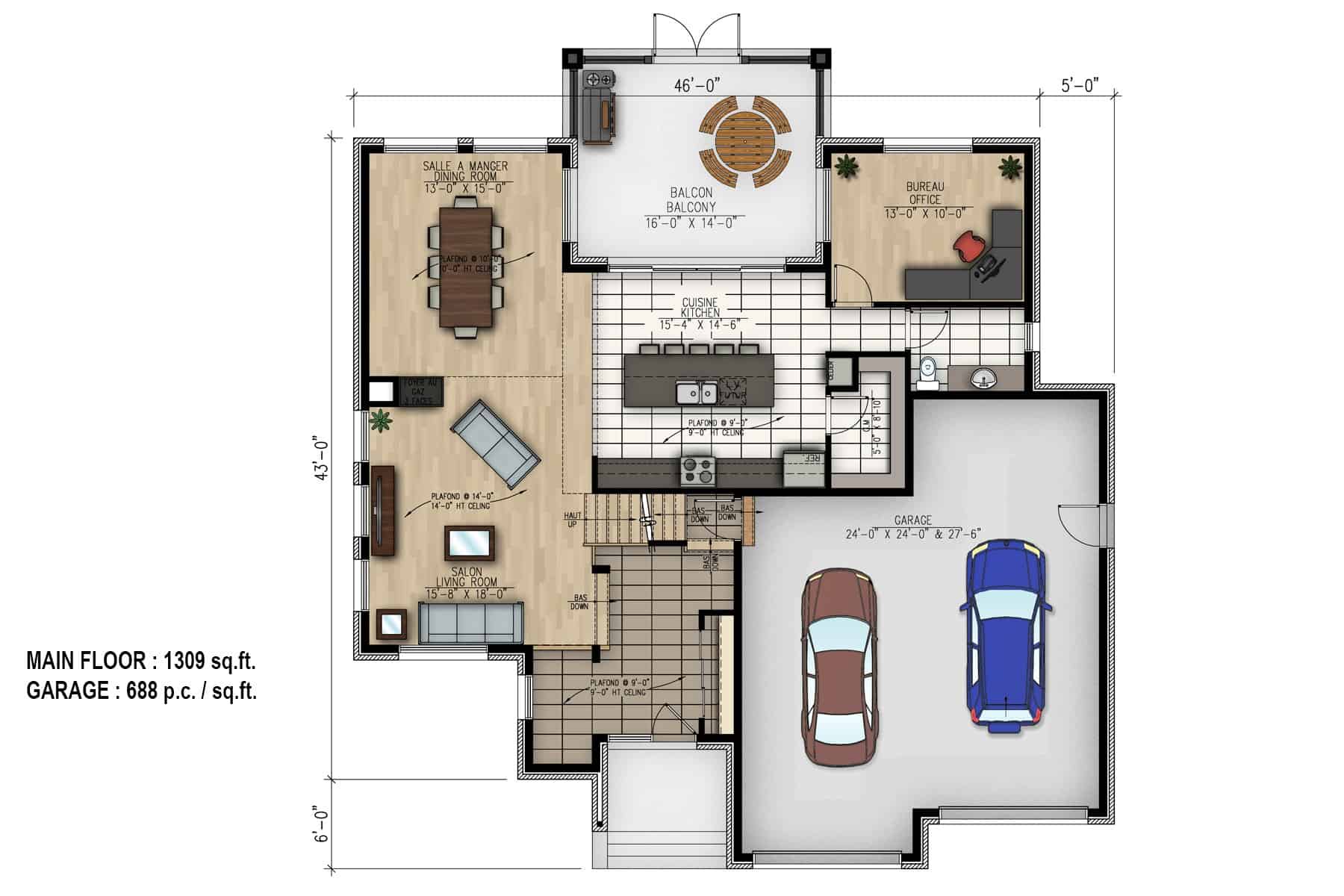 Floor Plan First Story of Contemporary Plan #158-1268