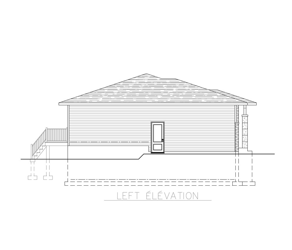 Home Plan Left Elevation of this 2-Bedroom,985 Sq Ft Plan -158-1269