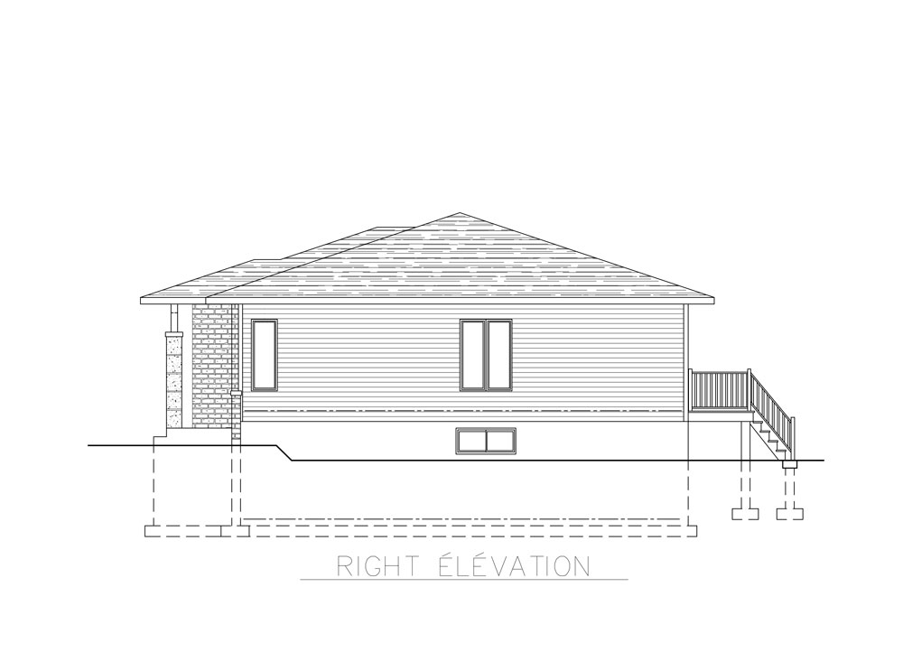 Home Plan Right Elevation of this 2-Bedroom,985 Sq Ft Plan -158-1269