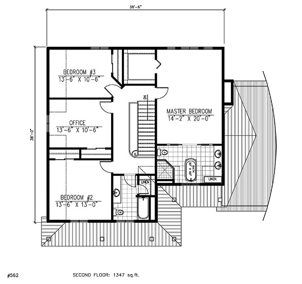 Floor Plan Second Story of Country Plan #158-1270