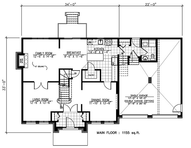 Floor Plan First Story of Colonial Plan #158-1271