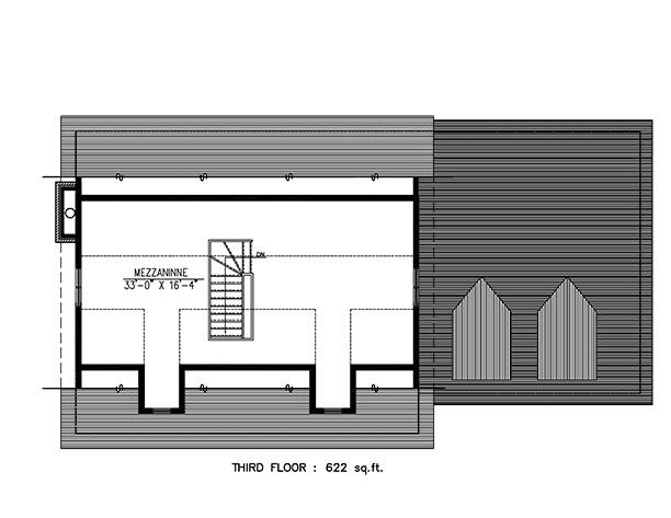 Floor Plan Third Story of Colonial Plan #158-1271