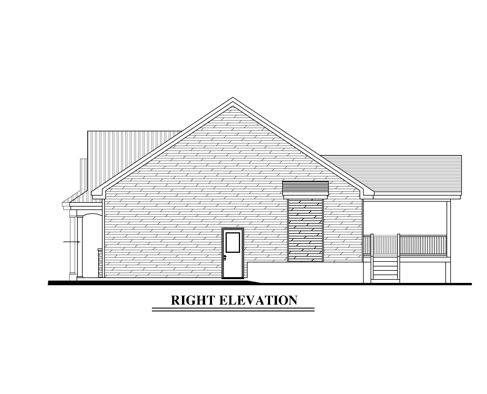 Home Plan Right Elevation of this 2-Bedroom,1170 Sq Ft Plan -158-1272