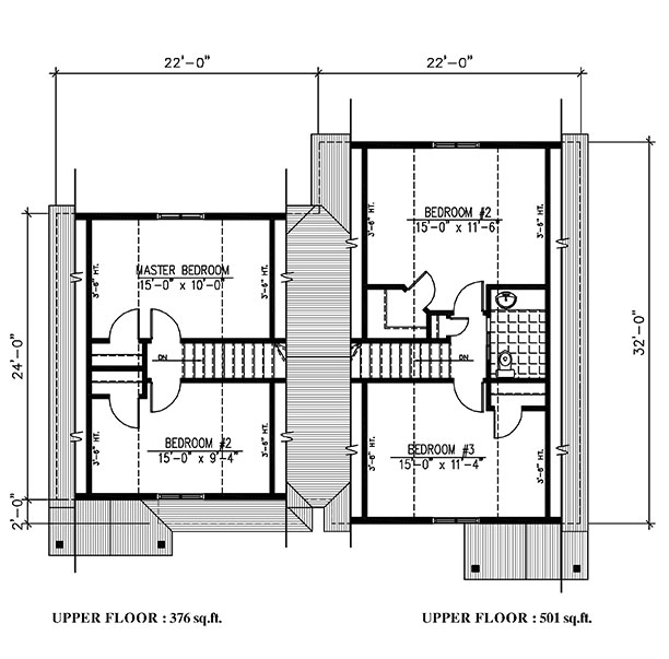 Floor Plan Second Story of Country Plan #158-1273
