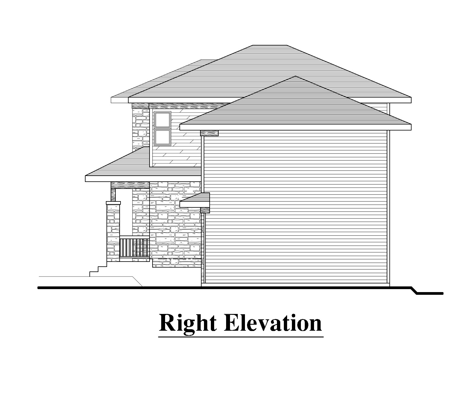 Home Plan Right Elevation of this 3-Bedroom,1548 Sq Ft Plan -158-1274