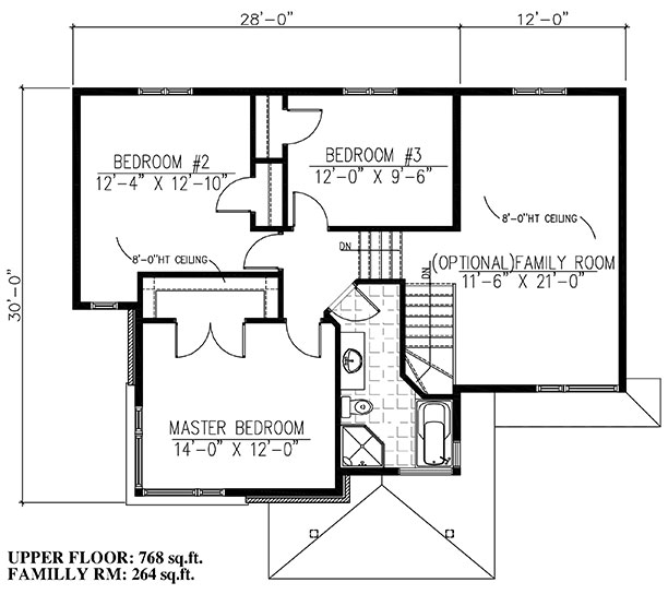 Floor Plan Second Story of Contemporary Plan #158-1274