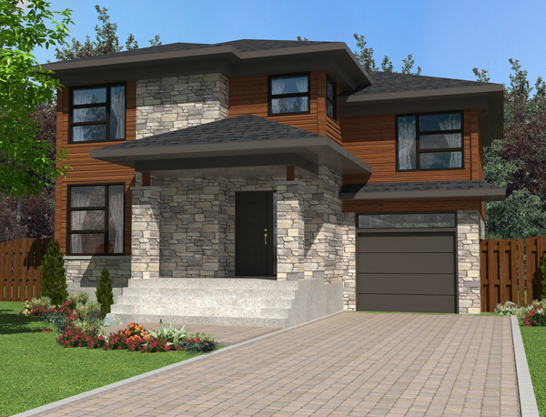 Front elevation of Contemporary home (ThePlanCollection: House Plan #158-1274)